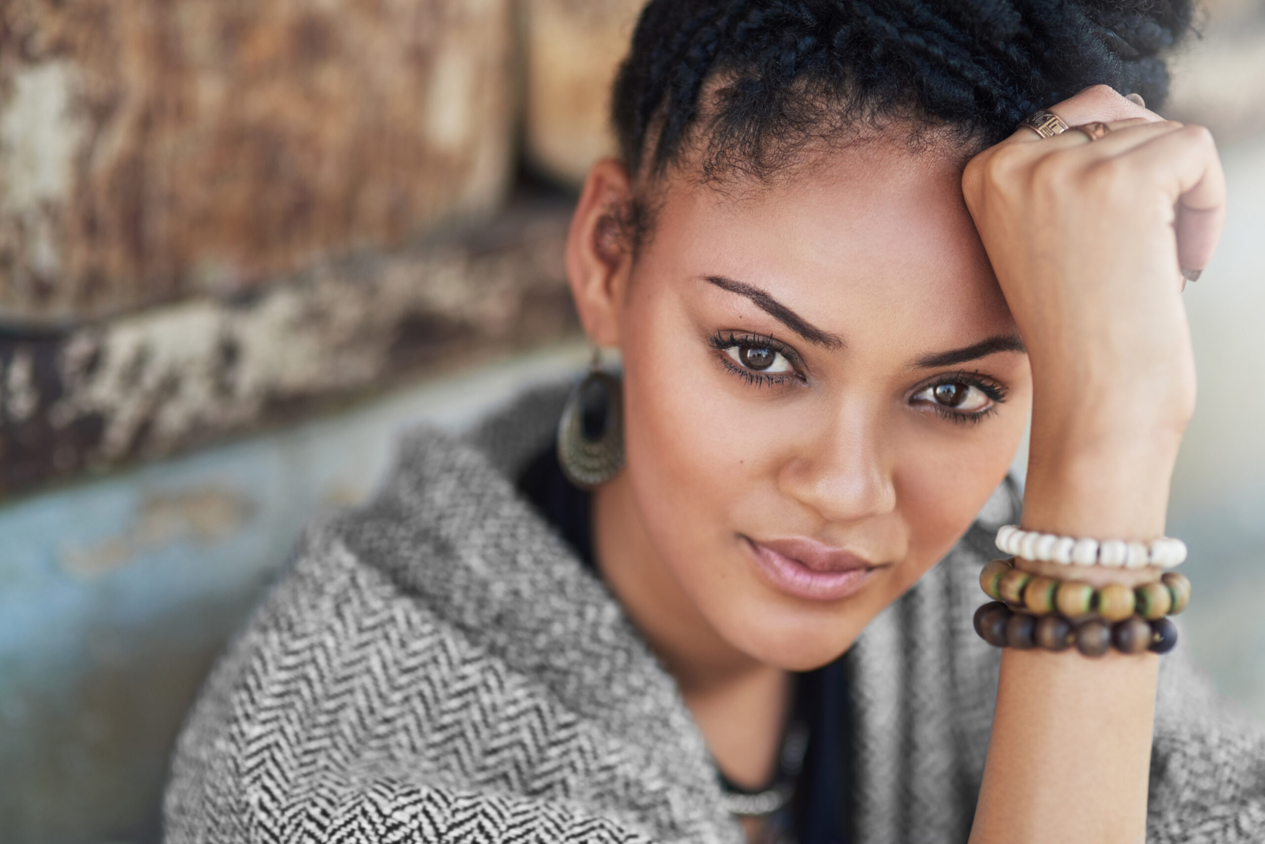 Woman looking toward the camera